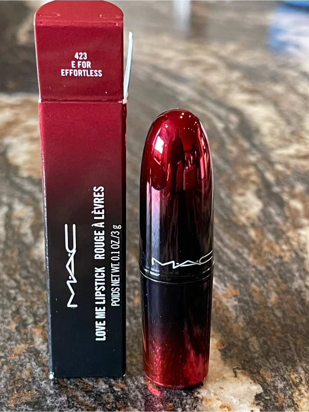 MAC Love Me Lipstick 423 E For Effortless Burnt Red NIB Discontinued